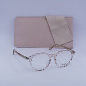 Chloe CH0012OA 001 Round Eyeglasses 50mm - Transparent Pink